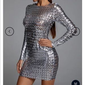 Silver short cocktail dress